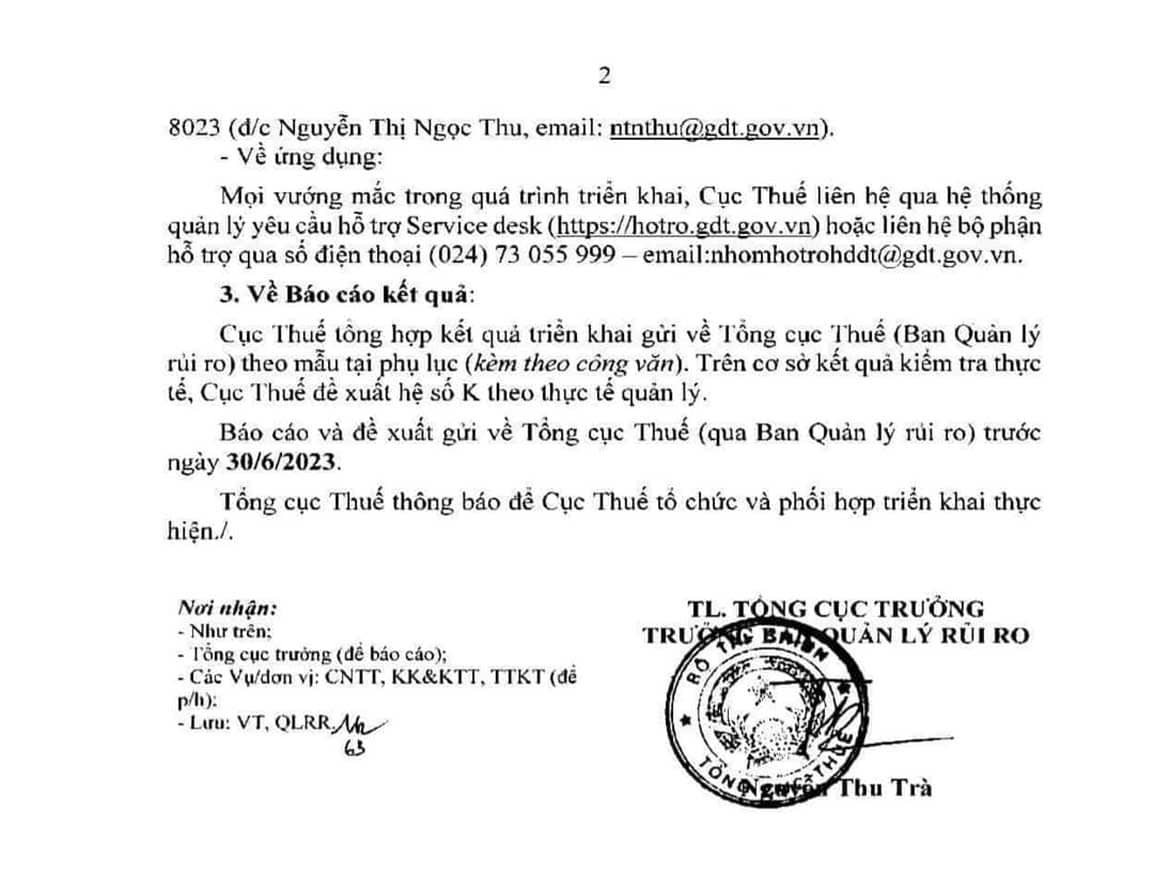 Công văn 2392 về Quản lý hệ số K